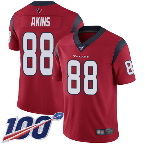Houston Texans Limited Red Men Jordan Akins Alternate Jersey NFL Football 88 100th Season Vapor Untouchable